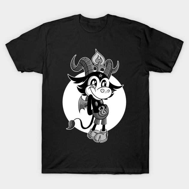 Blackcraft Kawaii fun Baphomet Retro Cartoon. Cute as Hell! T-Shirt by Juandamurai